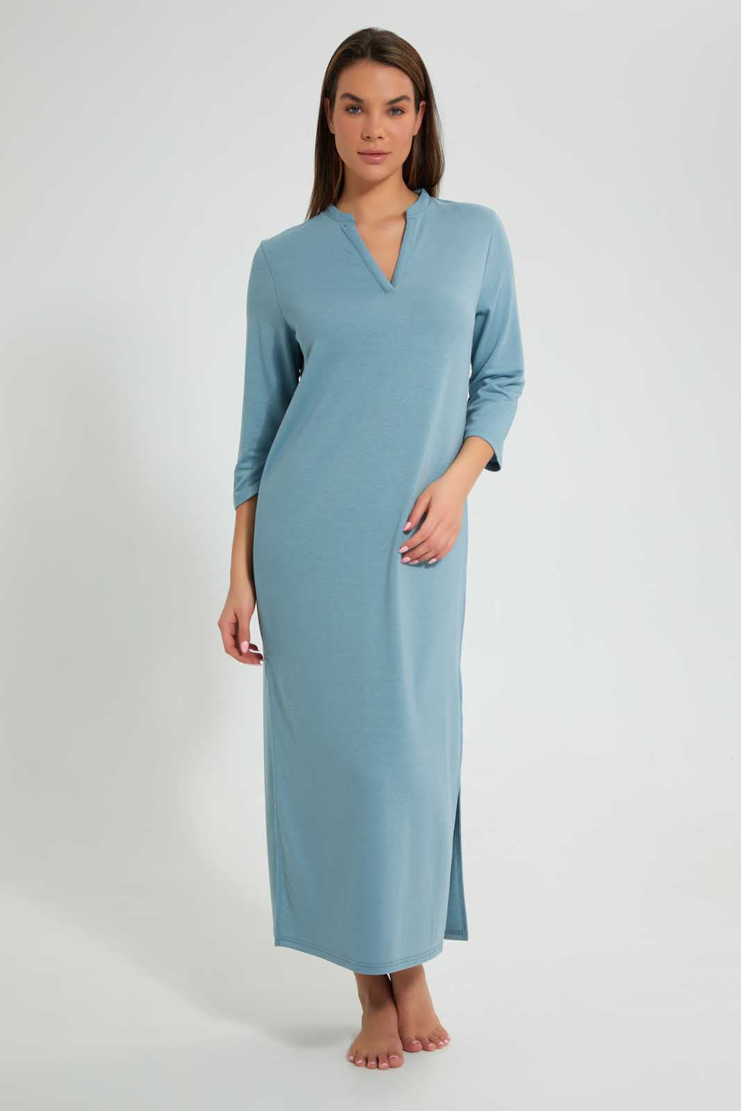 Redtag-Blue-Plain-Nightgown-Nightgowns-Women's-