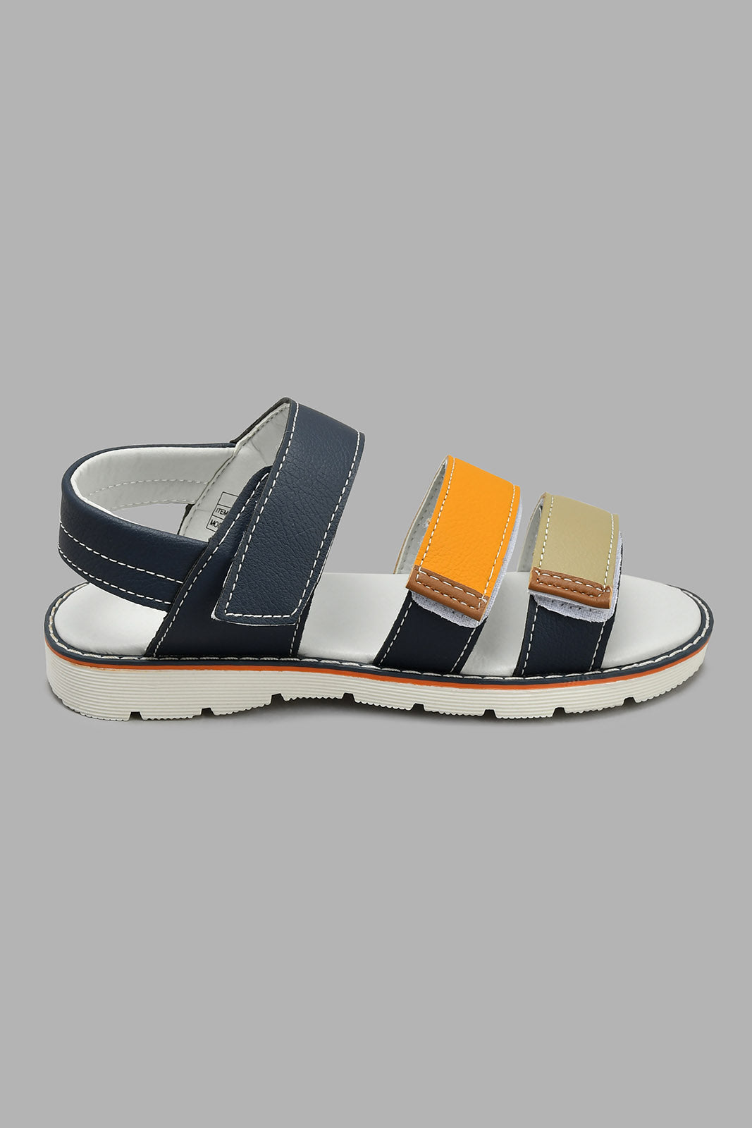 Redtag-Navy-Colour-Block-Comfort-Sandal-Sandals-Senior-Boys-5 to 14 Years