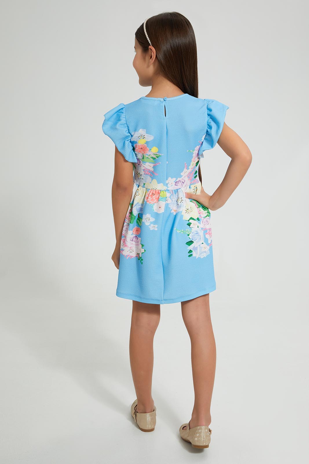 Redtag-Assorted-Textured-Printed-Dress-Dresses-Girls-2 to 8 Years