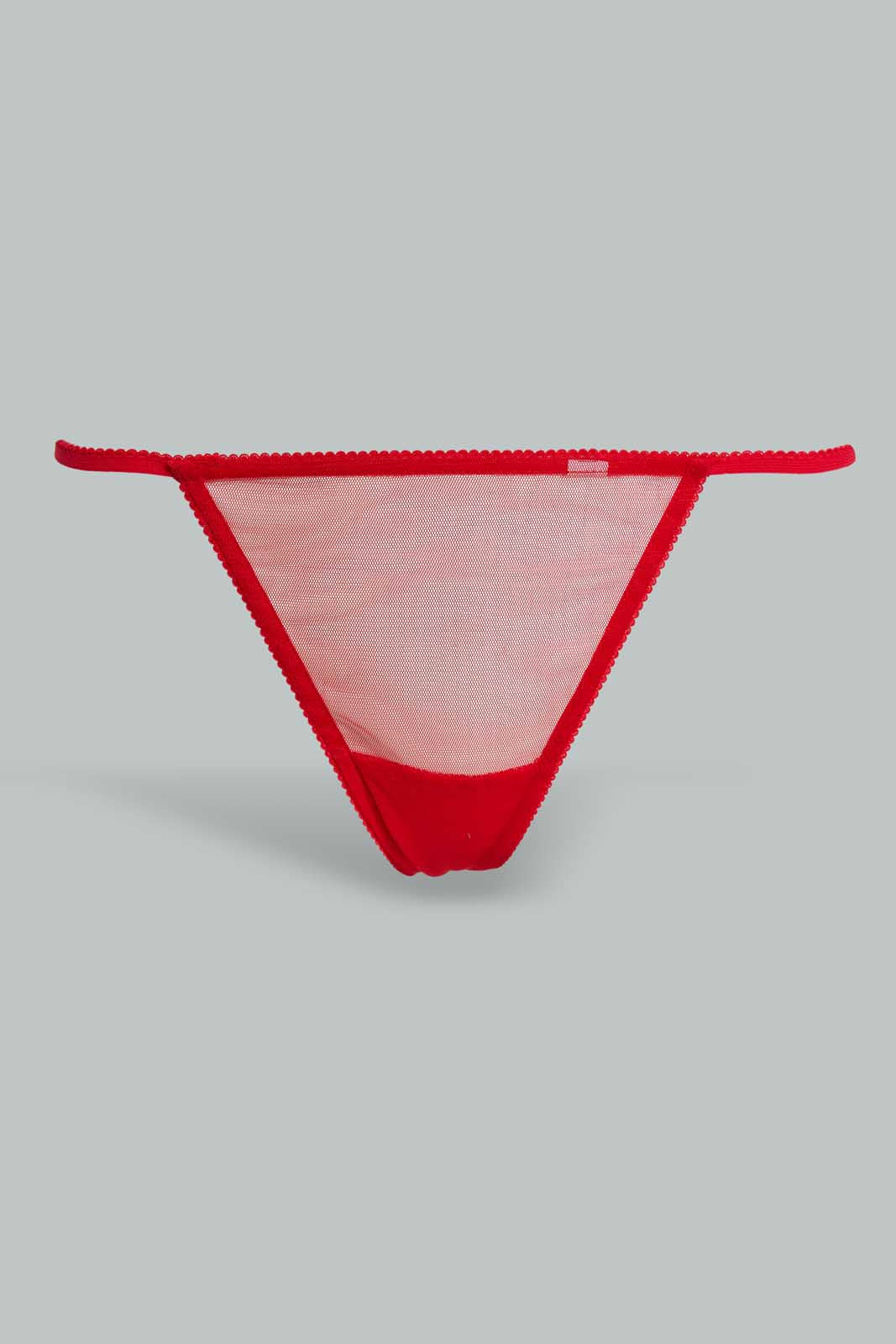 Redtag-Red-Plain-Mesh-Babydoll-With-Lace-Babydolls-Women's-
