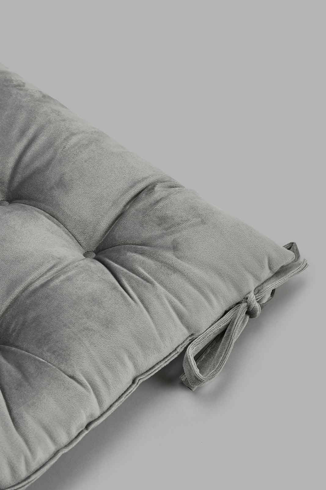 Redtag-Grey-Velvet-Chair-Pad-Chair-Pads-Home-Bedroom-
