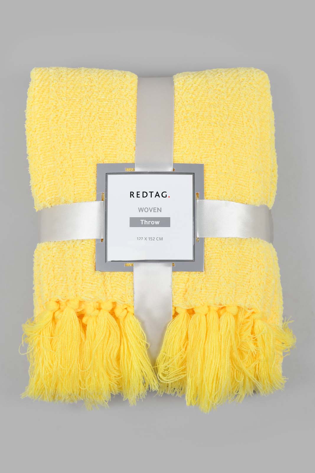 Redtag-Yellow-Textured-Woven-Throw-With-Fringles-Throws-Home-Bedroom-