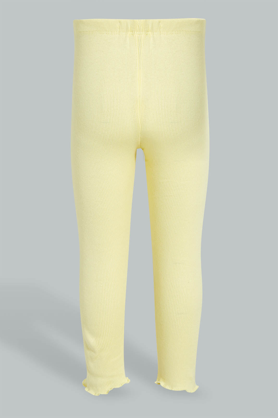Redtag-Yellow-Solid-Ribbed-Legging-Leggings-Infant-Girls-3 to 24 Months