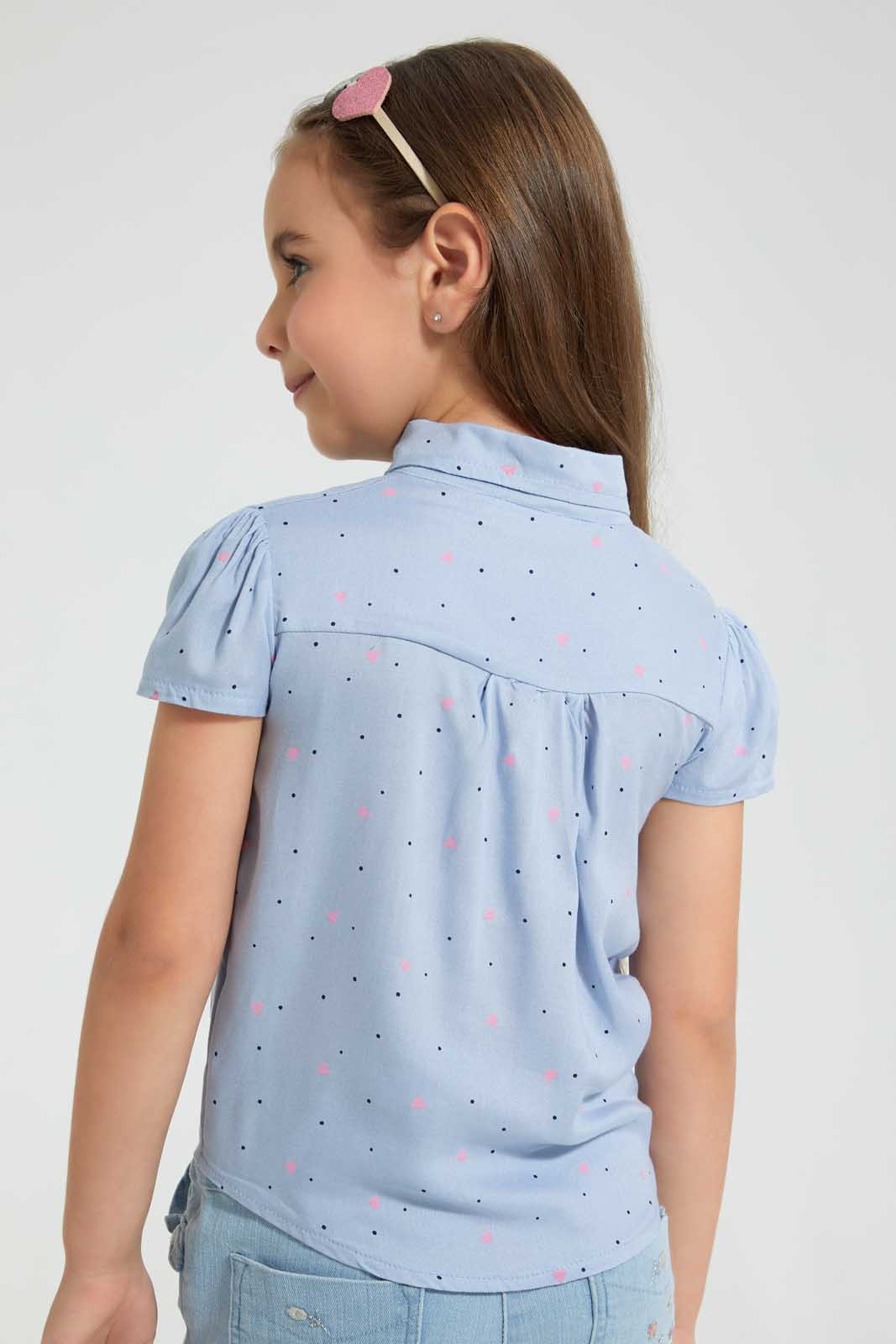 Blue Buttoned Top With a Knot