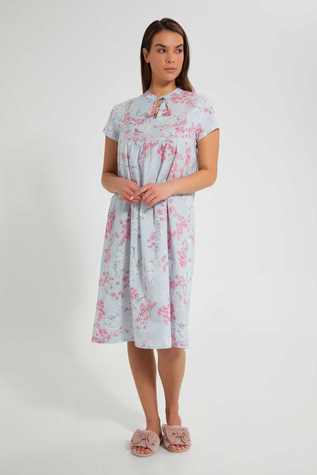 Redtag-Pale-Blue-Floral-Printed-Nightgown-Nightgowns-Women's-