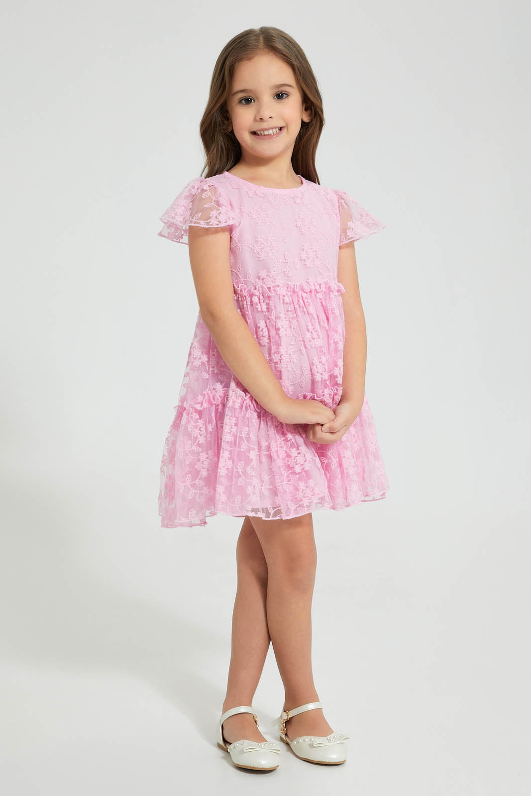 Redtag-Lace-Dress-Colour:Pink,-Filter:Girls-(2-to-8-Yrs),-Girls-Dresses,-New-In,-New-In-GIR,-Non-Sale,-S22B,-Section:Kidswear-Girls-2 to 8 Years