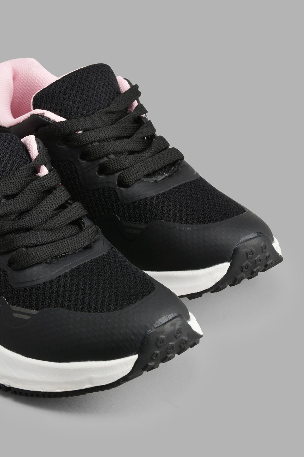 Redtag-Black-Lace-Up-Trainer-Sneakers-Senior-Girls-5 to 14 Years