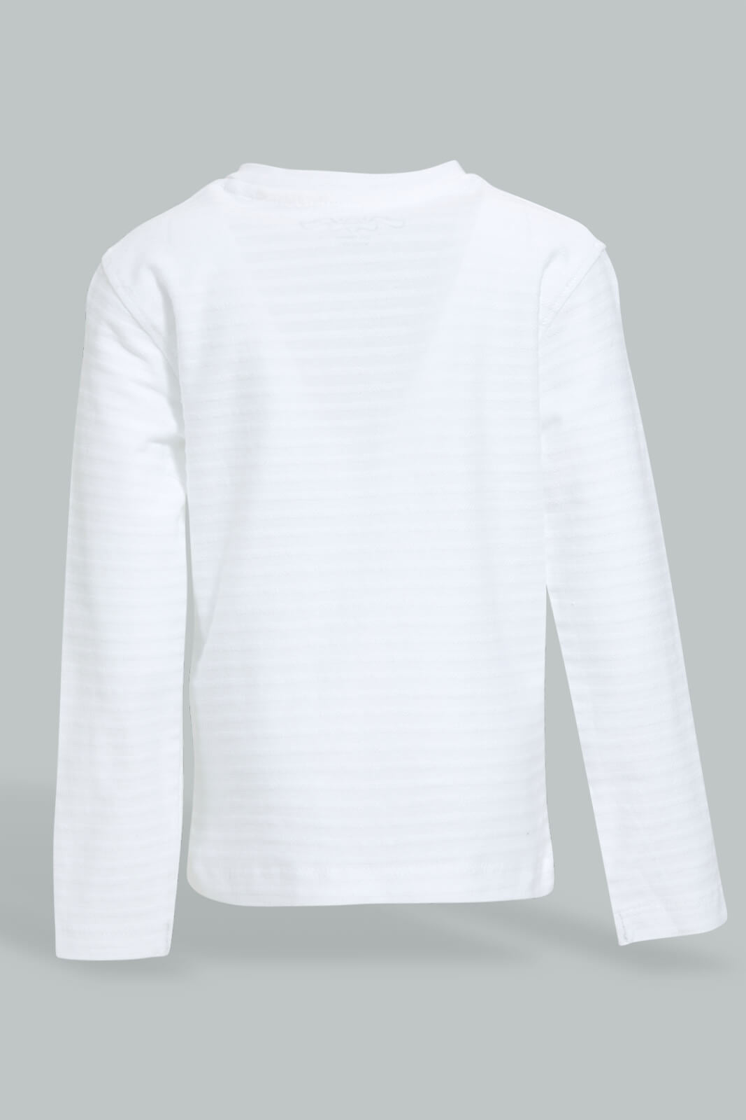 Redtag-White-Jacquard-Long-Sleeve-T-Shirt-V-Neck-Infant-Boys-3 to 24 Months
