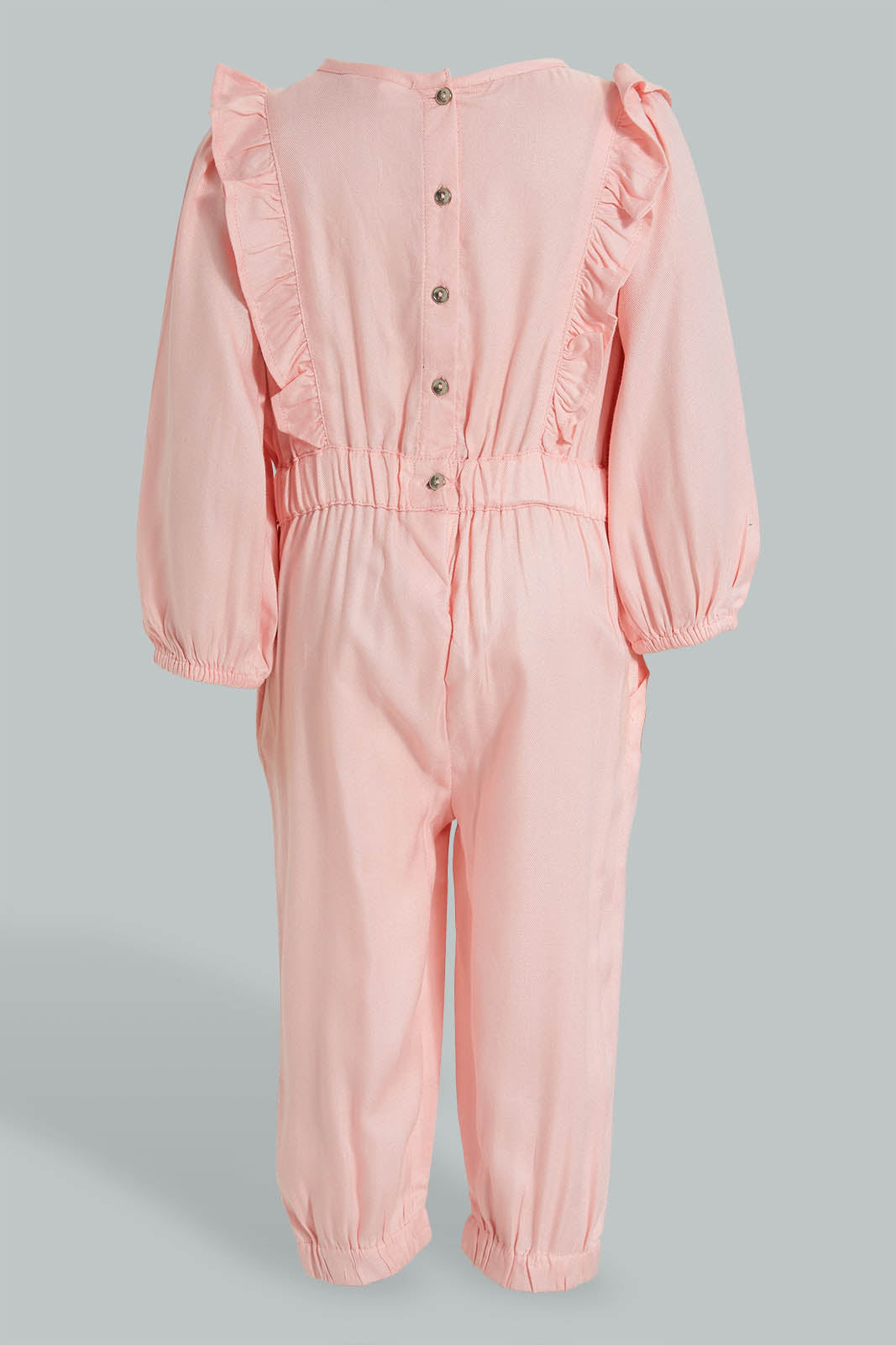Redtag-Dusty-Pink-Frilled-Solid-Jumpsuit-Jumpsuits-Infant-Girls-3 to 24 Months