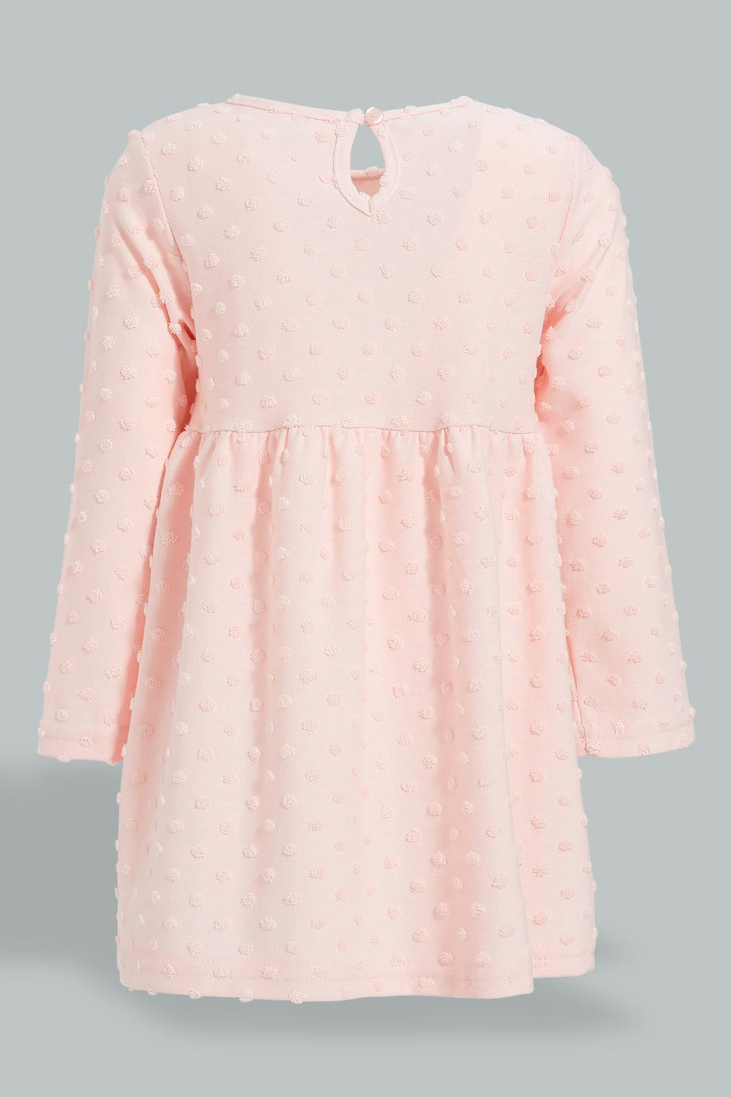 Redtag-Pink-Jacquard-Dress-Dresses-Infant-Girls-3 to 24 Months