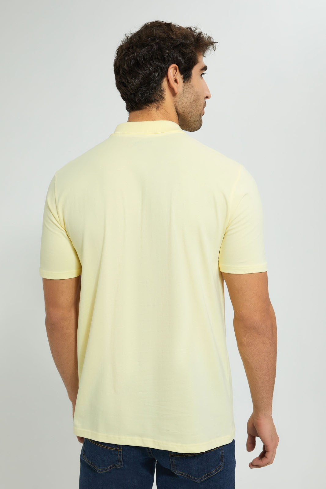 Redtag-Yellow-Polo-T-Shirt-Polo-Shirts-Men's-