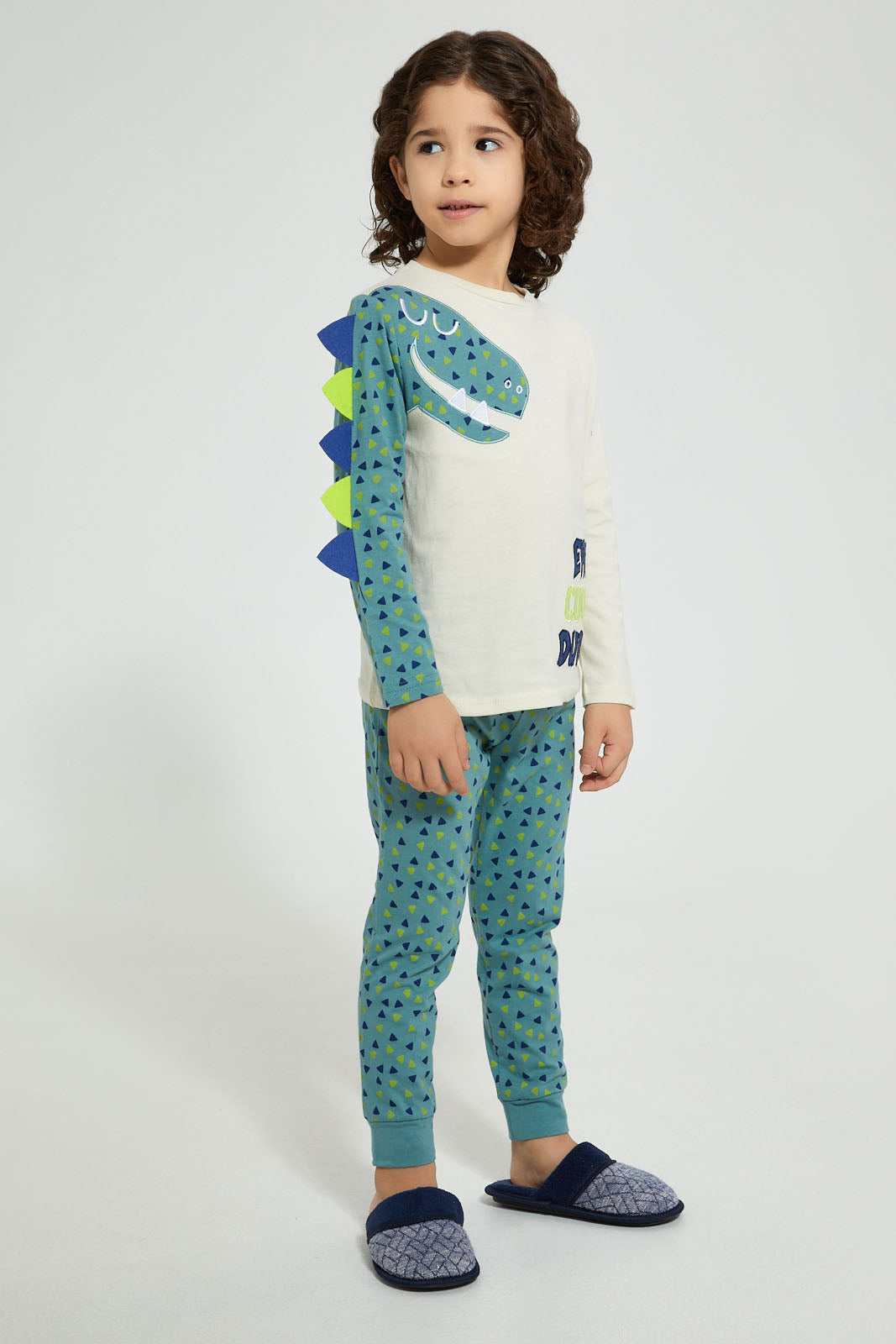 Redtag-Navy-Monster-Pyjama-Set-Pyjama-Sets-Boys-2 to 8 Years