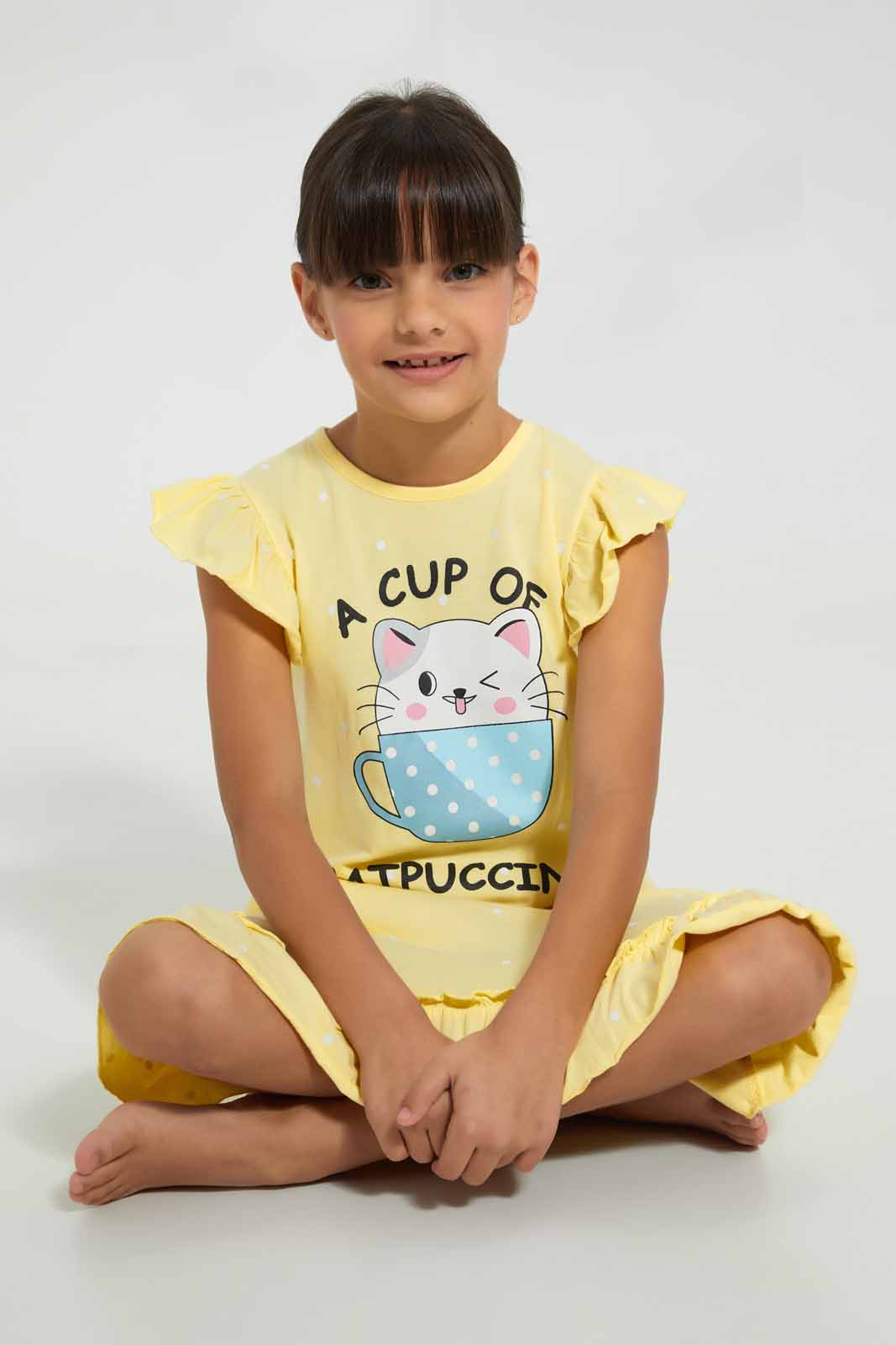 Redtag-Yellow-Aop-Print-Owl-Nightshirt-Nightshirts-Girls-2 to 8 Years