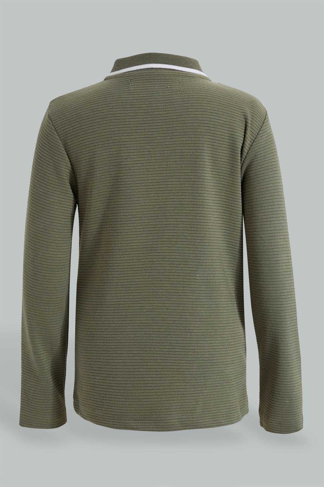 Redtag-Olive-Ottoman-Long-Sleeve-Polo-Shirt-Polo-Shirts-Boys-2 to 8 Years