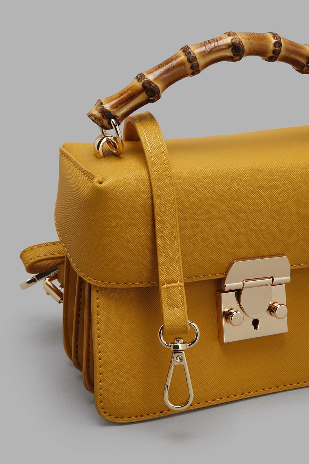 Redtag-Mustard-Day-Bag-With-Bamboo-Handle-Day-Bags-Women-