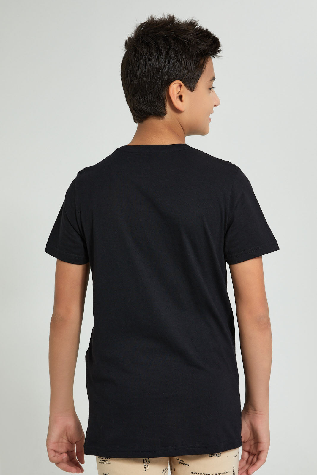 Redtag-Black-Brooklyn-Bridge-T-Shirt-Graphic-Prints-Senior-Boys-9 to 14 Years