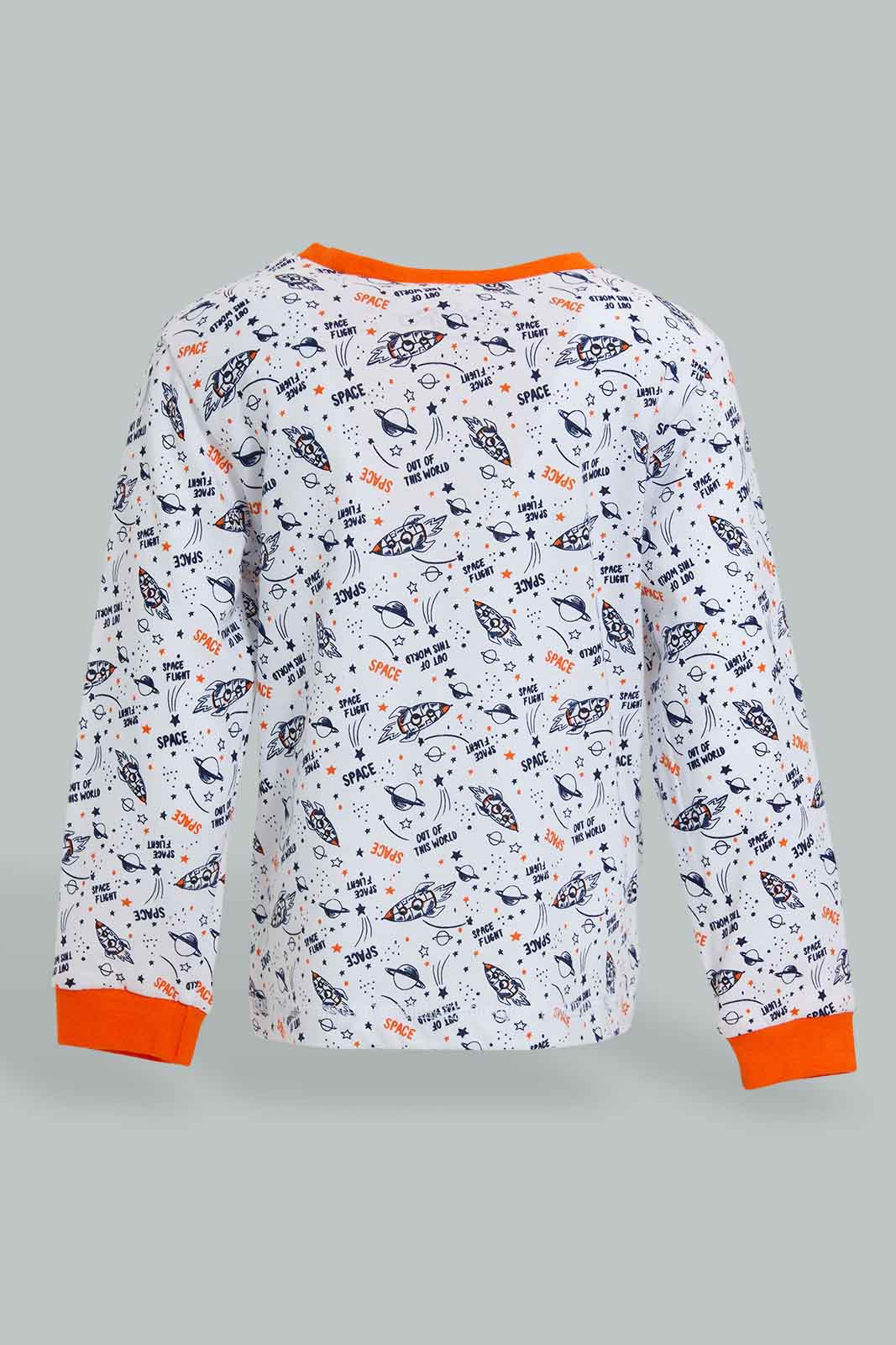 Redtag-Navy-And-White-Printed-Space-Pj-Set-4-Pack-Pyjama-Sets-Infant-Boys-3 to 24 Months