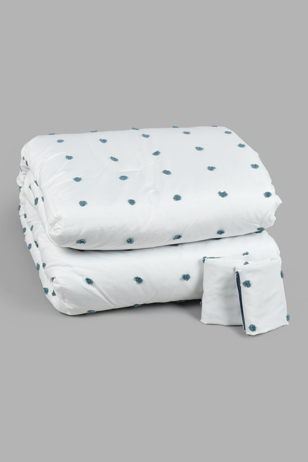 Redtag-White/Teal-Clip-Jacquard-3-Piece-Comforter-Set-(King-Size)-Comforters-Home-Bedroom-
