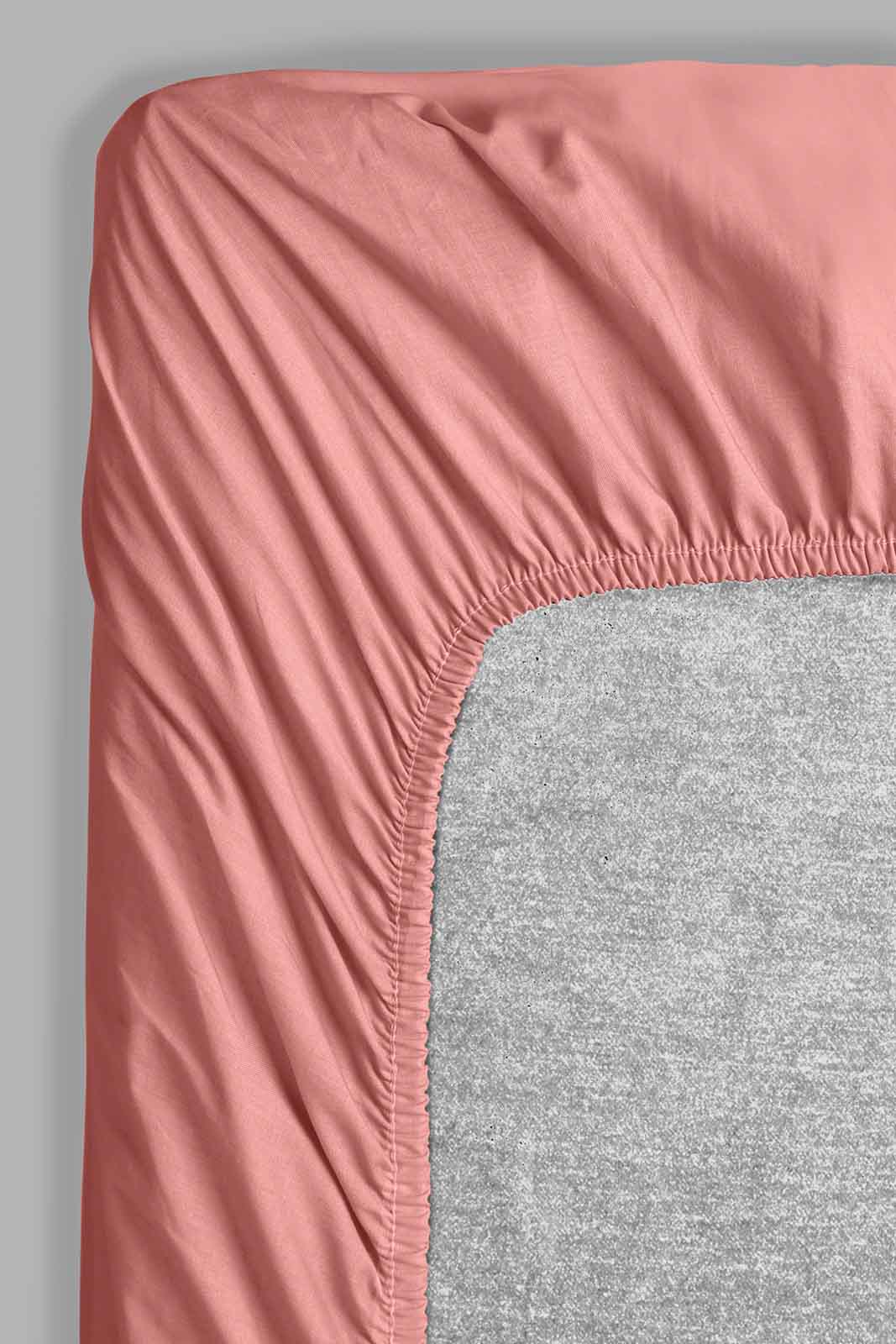 Redtag-Pink-Cotton-Fitted-Sheet-(Double-Size)-Fitted-Sheets-Home-Bedroom-