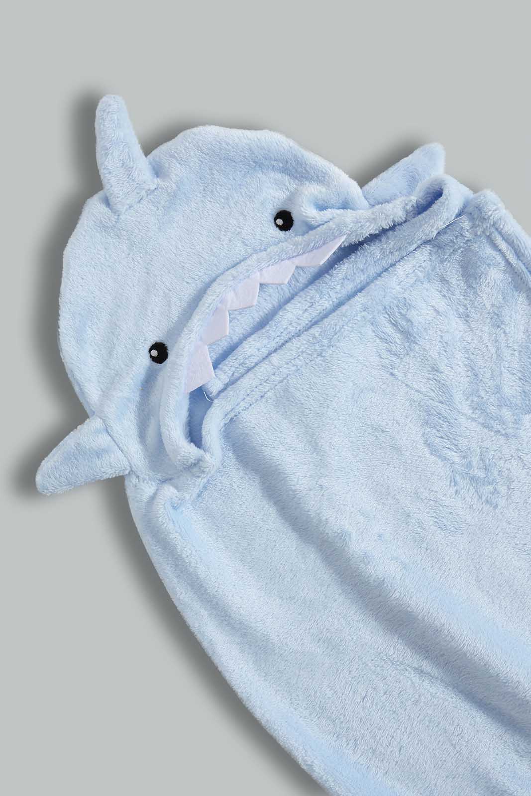 Redtag-Blue-Whale-Hooded-Blanket-Baby-Blankets-Baby-0 to 12 Months