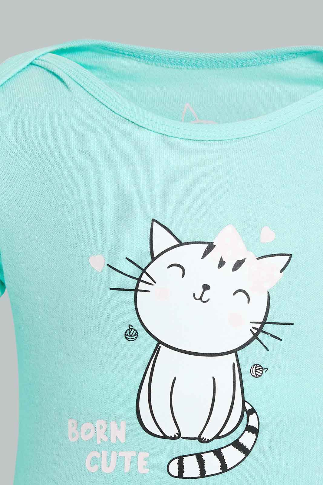 Redtag-Mint-Cats-3-Piece-Pack-Gift-Set-Gift-Sets-Baby-0 to 12 Months