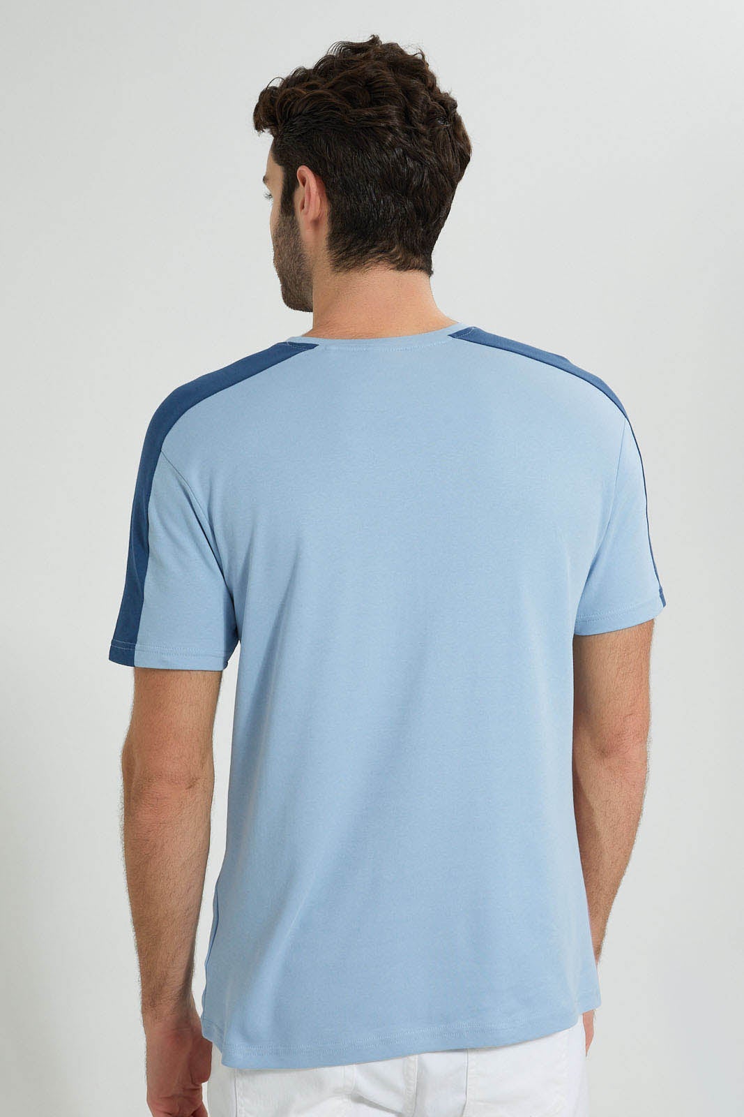 Blue Cut And Sew Panel T-Shirt