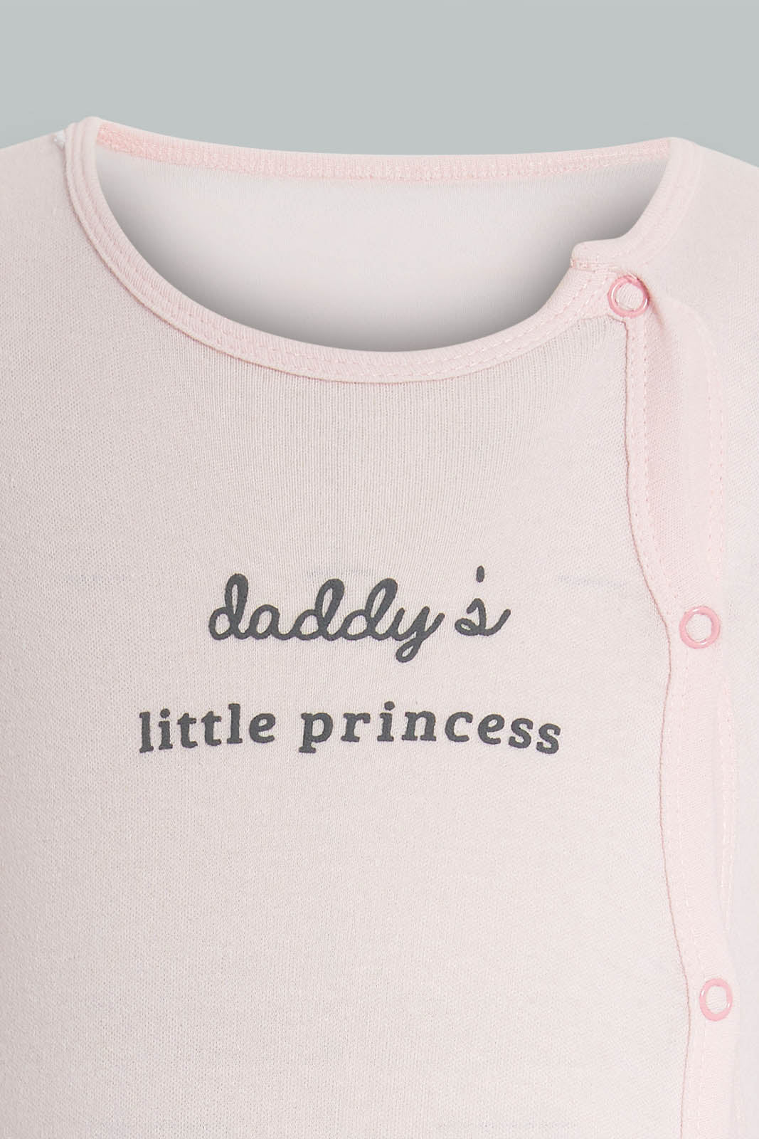 Redtag-Pink-And-White-Daddys-Little-Princess-Sleepsuit-Sleepsuits-Baby-0 to 12 Months