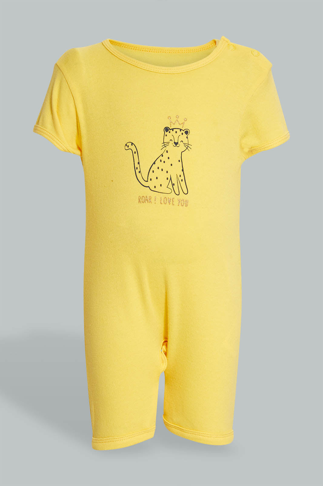 Redtag-Yellow-And-Pink-Leopod-Romper-Rompers-Baby-0 to 12 Months