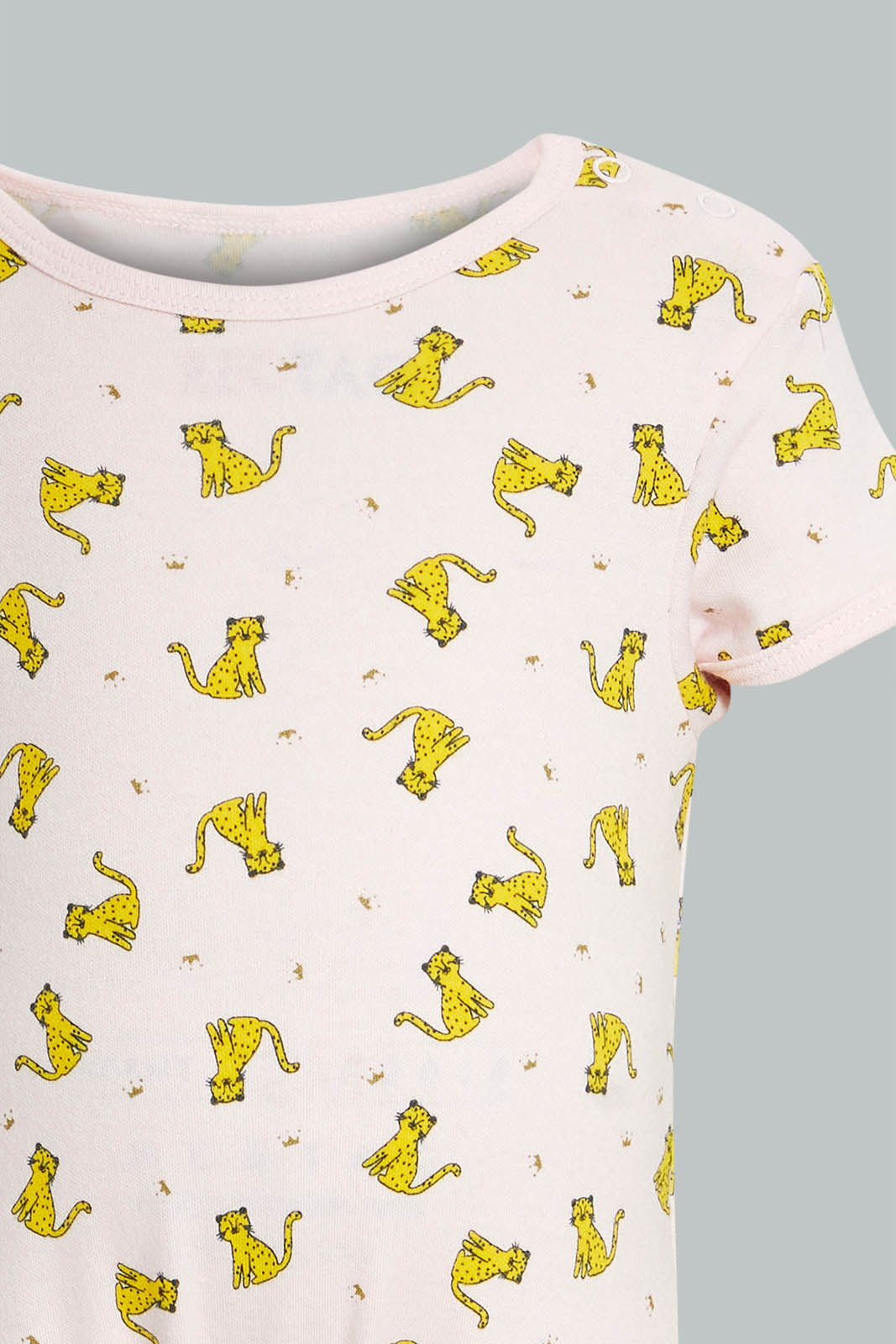 Redtag-Yellow-And-Pink-Leopod-Romper-Rompers-Baby-0 to 12 Months