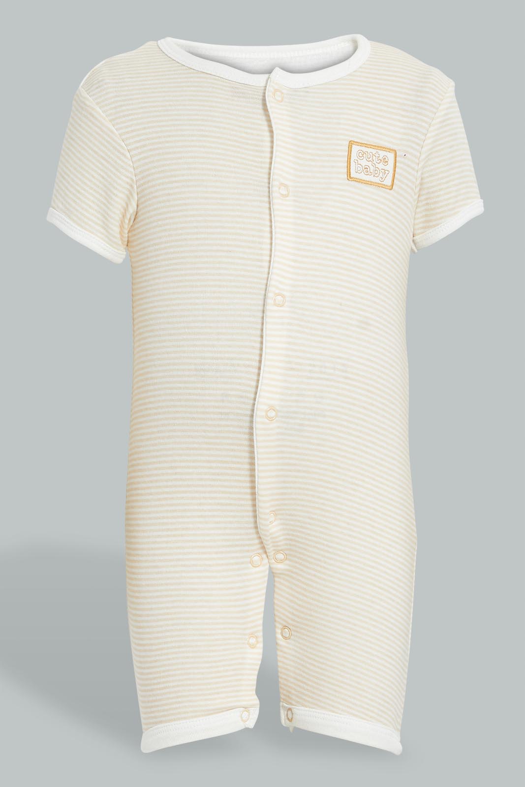 Redtag-Beige-Stripe-And-Animal-Print-Romper-Colour:Beige,-Filter:Baby-(0-to-12-Mths),-NBF-Rompers,-New-In,-New-In-NBF,-Non-Sale,-S22B,-Section:Kidswear-Baby-0 to 12 Months