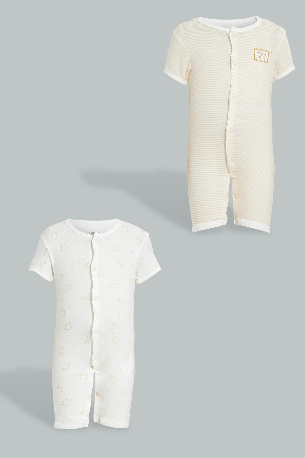Redtag-Beige-Stripe-And-Animal-Print-Romper-Colour:Beige,-Filter:Baby-(0-to-12-Mths),-NBF-Rompers,-New-In,-New-In-NBF,-Non-Sale,-S22B,-Section:Kidswear-Baby-0 to 12 Months