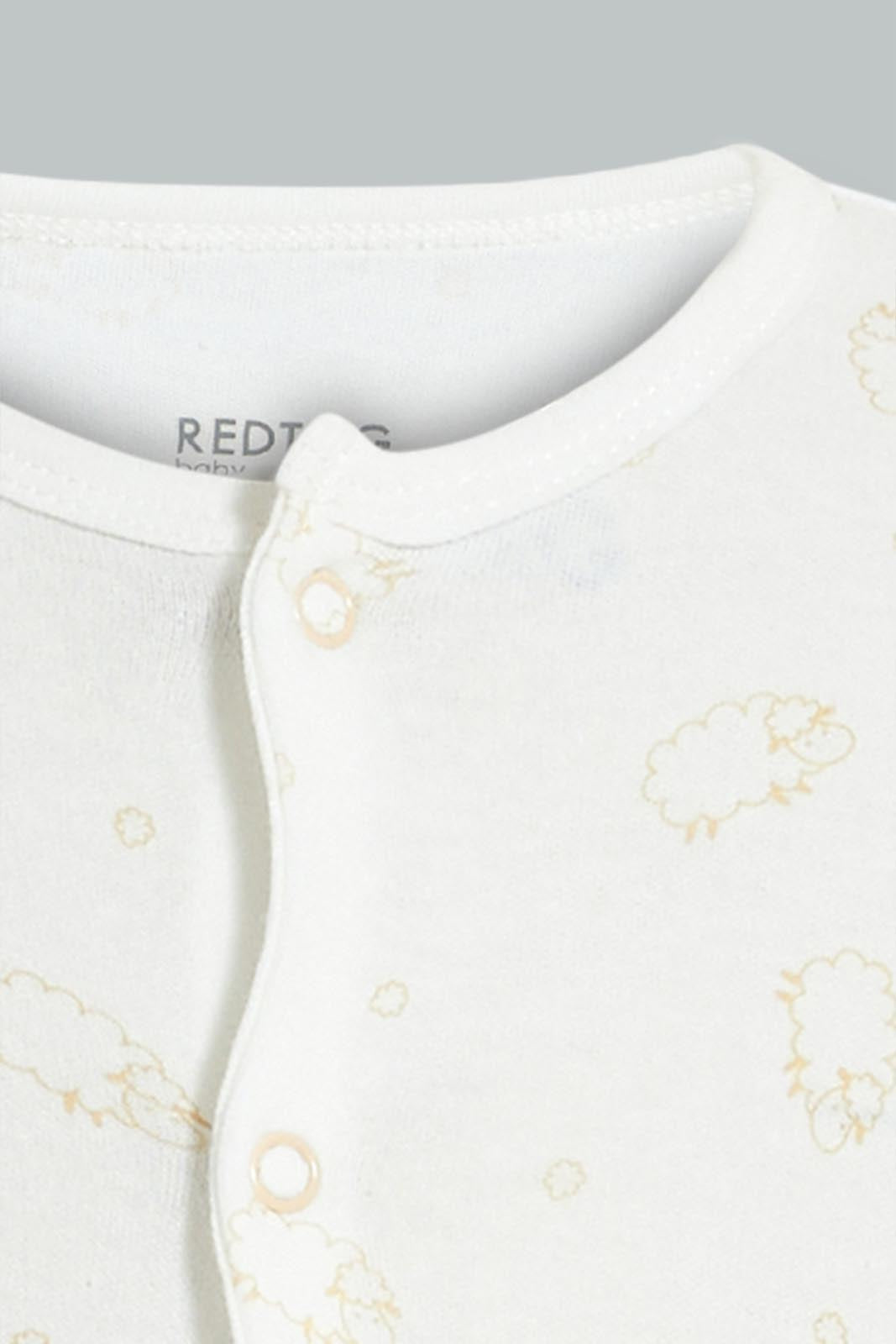 Redtag-Beige-Stripe-And-Animal-Print-Romper-Colour:Beige,-Filter:Baby-(0-to-12-Mths),-NBF-Rompers,-New-In,-New-In-NBF,-Non-Sale,-S22B,-Section:Kidswear-Baby-0 to 12 Months