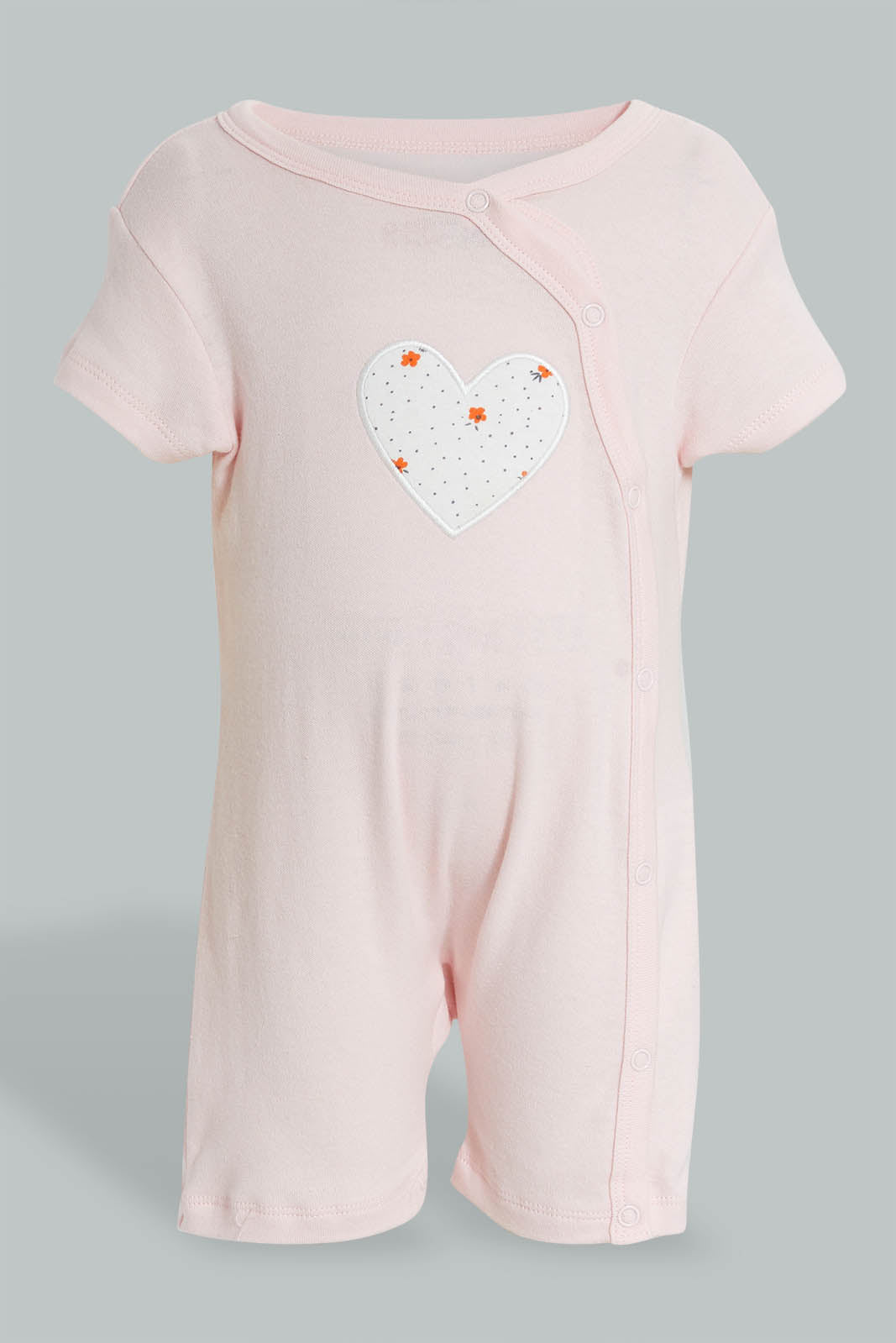 Redtag-Red-And-Pink-Distsy-Floral-Romper-Rompers-Baby-0 to 12 Months