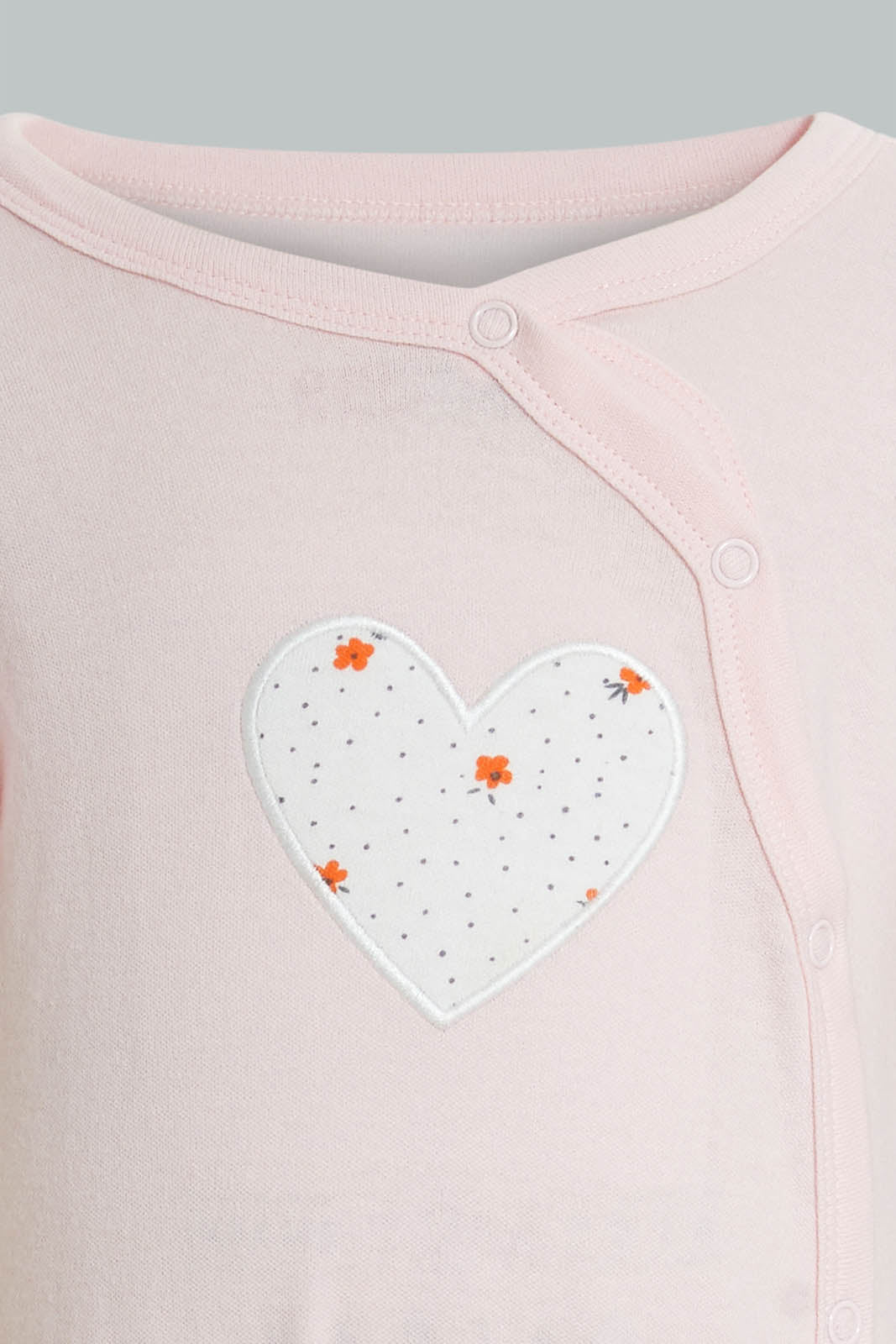 Redtag-Red-And-Pink-Distsy-Floral-Romper-Rompers-Baby-0 to 12 Months