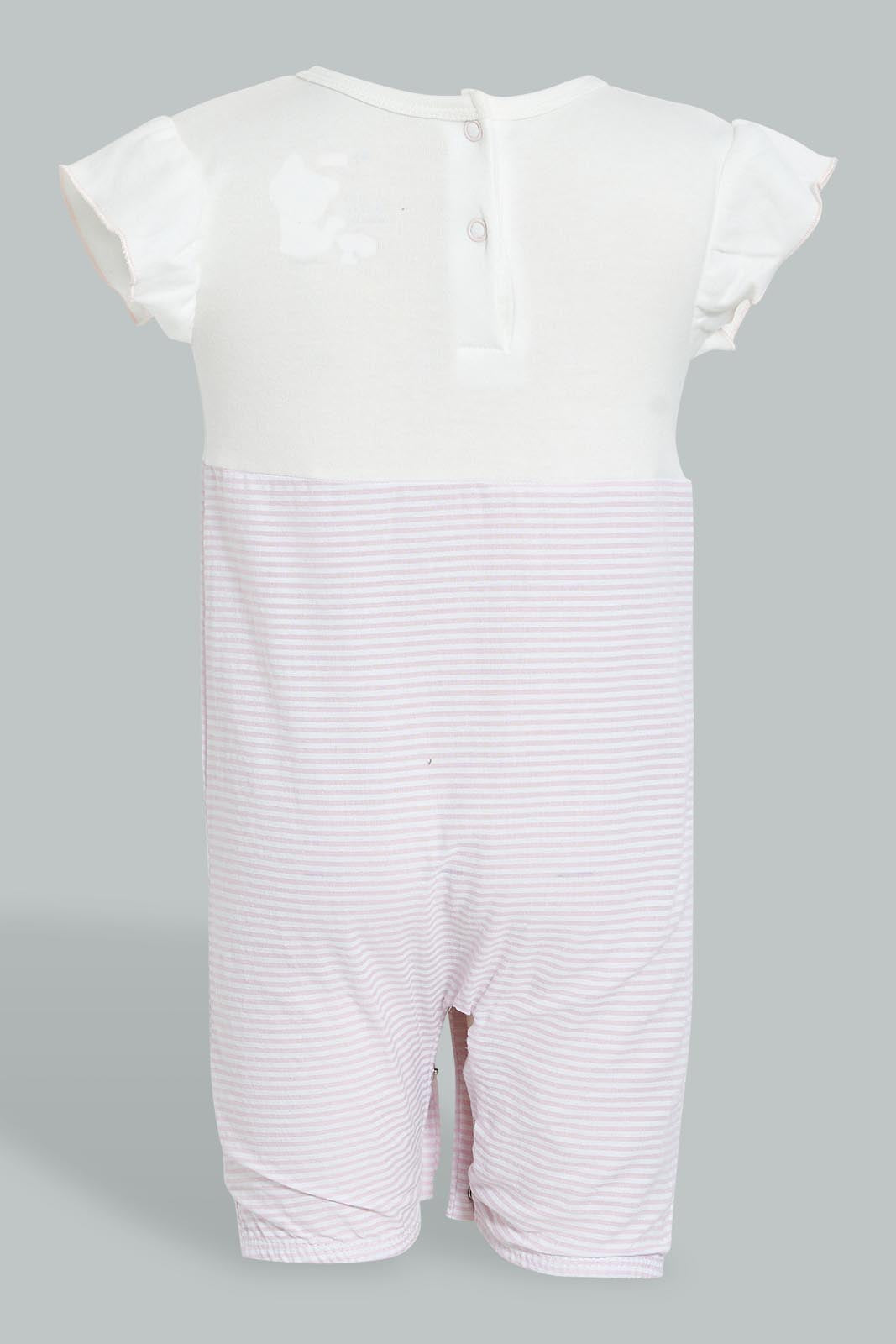 Redtag-White-And-Pink-Seer-Sucker-Romper-Colour:Pink,-Filter:Baby-(0-to-12-Mths),-NBG-Rompers,-New-In,-New-In-NBG,-Non-Sale,-S22B,-Section:Kidswear-Baby-0 to 12 Months