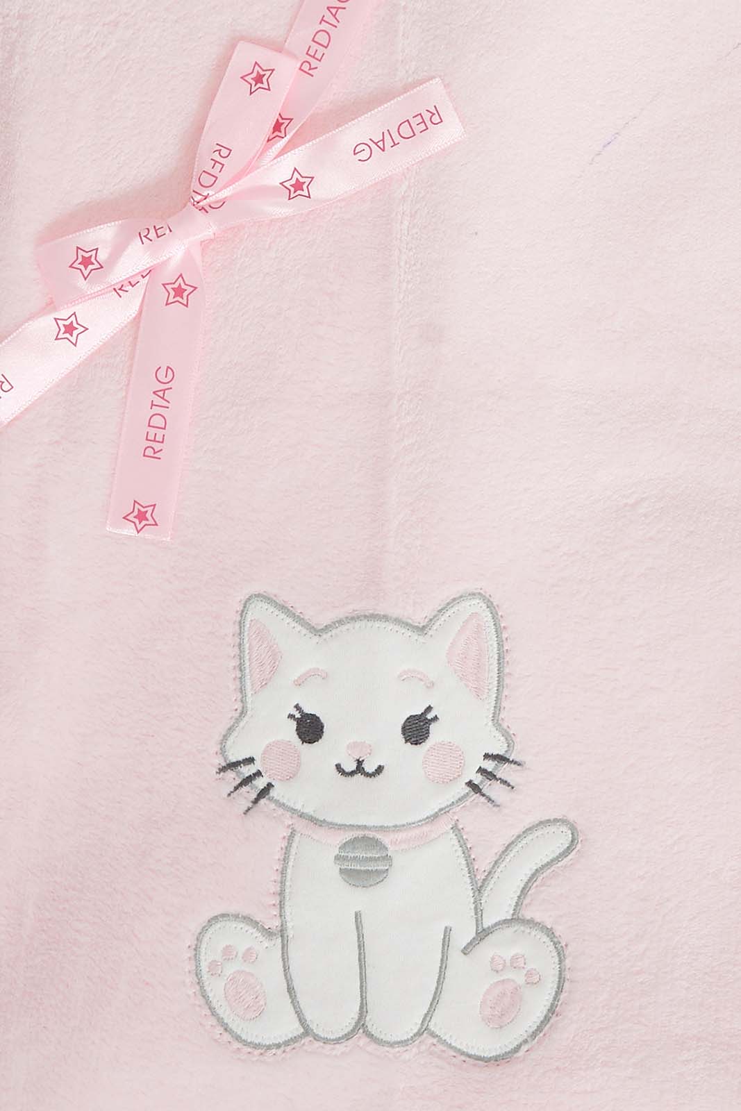 Redtag-Pink-Cat-Fluffy-Blanket-Baby-Blankets-Baby-0 to 12 Months