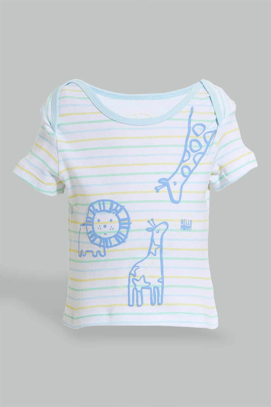 Redtag-Blue-Giraffe-T-Shirt-&-Shorts-Set-Colour:Blue,-Filter:Baby-(0-to-12-Mths),-NBF-Sleepsuits,-New-In,-New-In-NBF,-Non-Sale,-S22B,-Section:Kidswear-Baby-0 to 12 Months