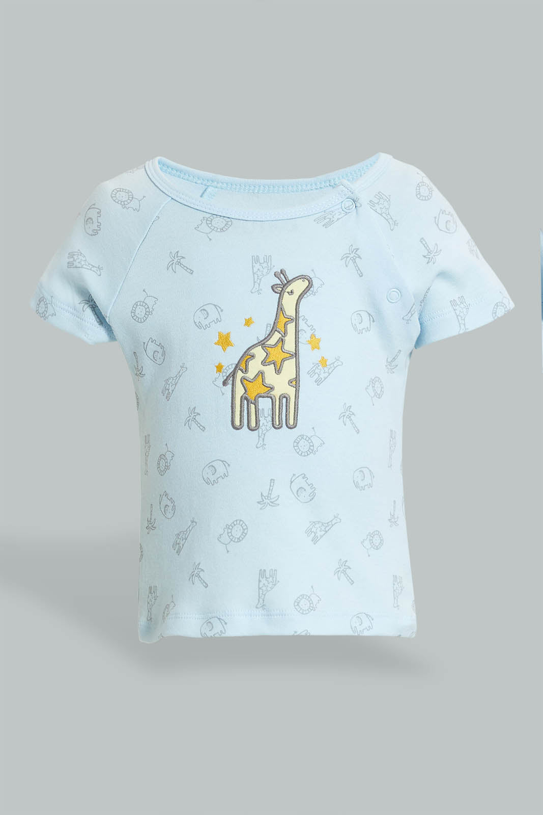 Redtag-Blue-And-Yellow-Lion-T-Shirt-&-Shorts-Set-Colour:Blue,-Filter:Baby-(0-to-12-Mths),-NBF-Sleepsuits,-New-In,-New-In-NBF,-Non-Sale,-S22B,-Section:Kidswear-Baby-0 to 12 Months