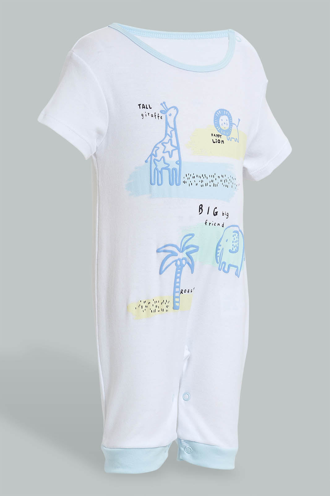 Redtag-White-Animal-Romper-Colour:White,-Filter:Baby-(0-to-12-Mths),-NBF-Rompers,-New-In,-New-In-NBF,-Non-Sale,-S22B,-Section:Kidswear-Baby-0 to 12 Months