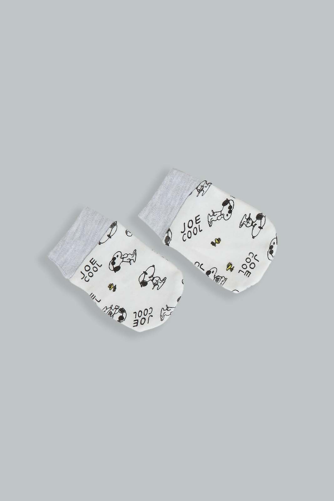 Redtag-Grey-Peanut-Mittiens-&-Booties-Set-Gift-Sets-Baby-0 to 12 Months
