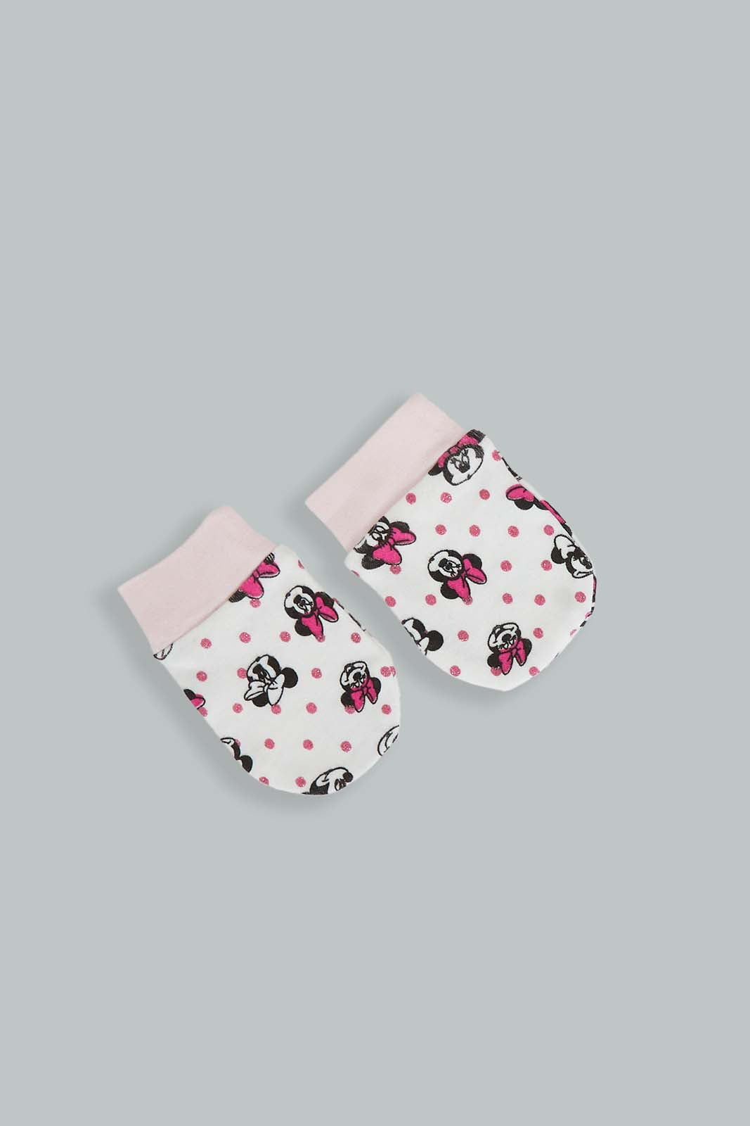 Redtag-Pink-Minnie-Mouse-Mittiens-&-Booties-Set-Gift-Sets-Baby-0 to 12 Months