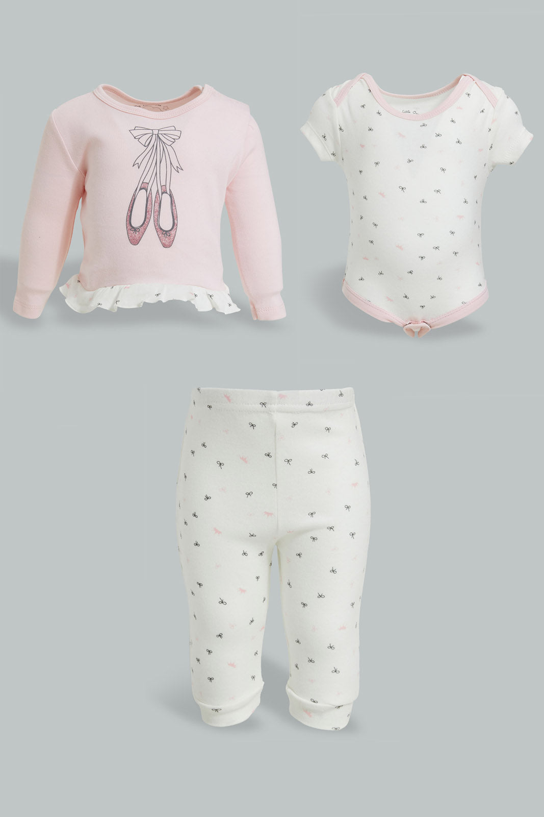 Redtag-Pink-Ballerina-3-Piece-Pack-Gift-Set-Gift-Sets-Baby-0 to 12 Months