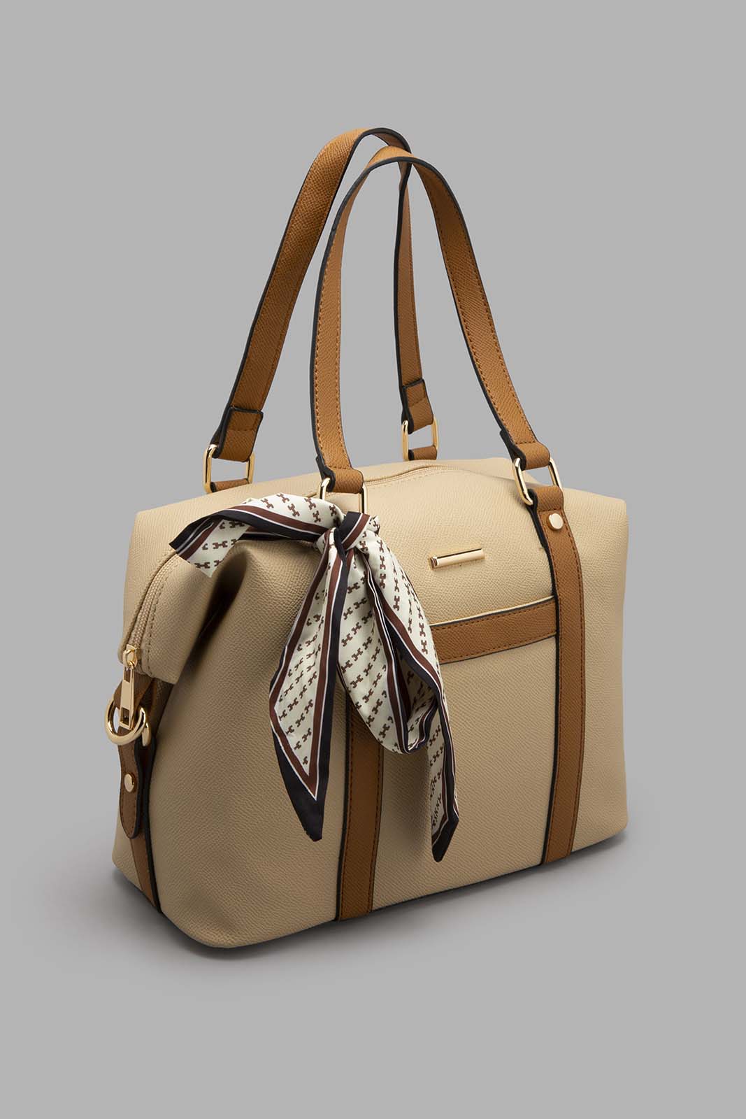 Redtag-Tan-Textured-Day-Bag-Day-Bags-Women-