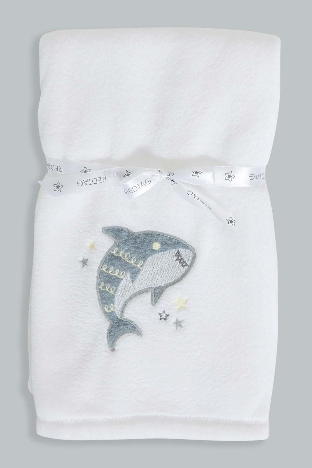 Redtag-White-Whale-Fluffy-Blanket-Baby-Blankets-Baby-0 to 12 Months