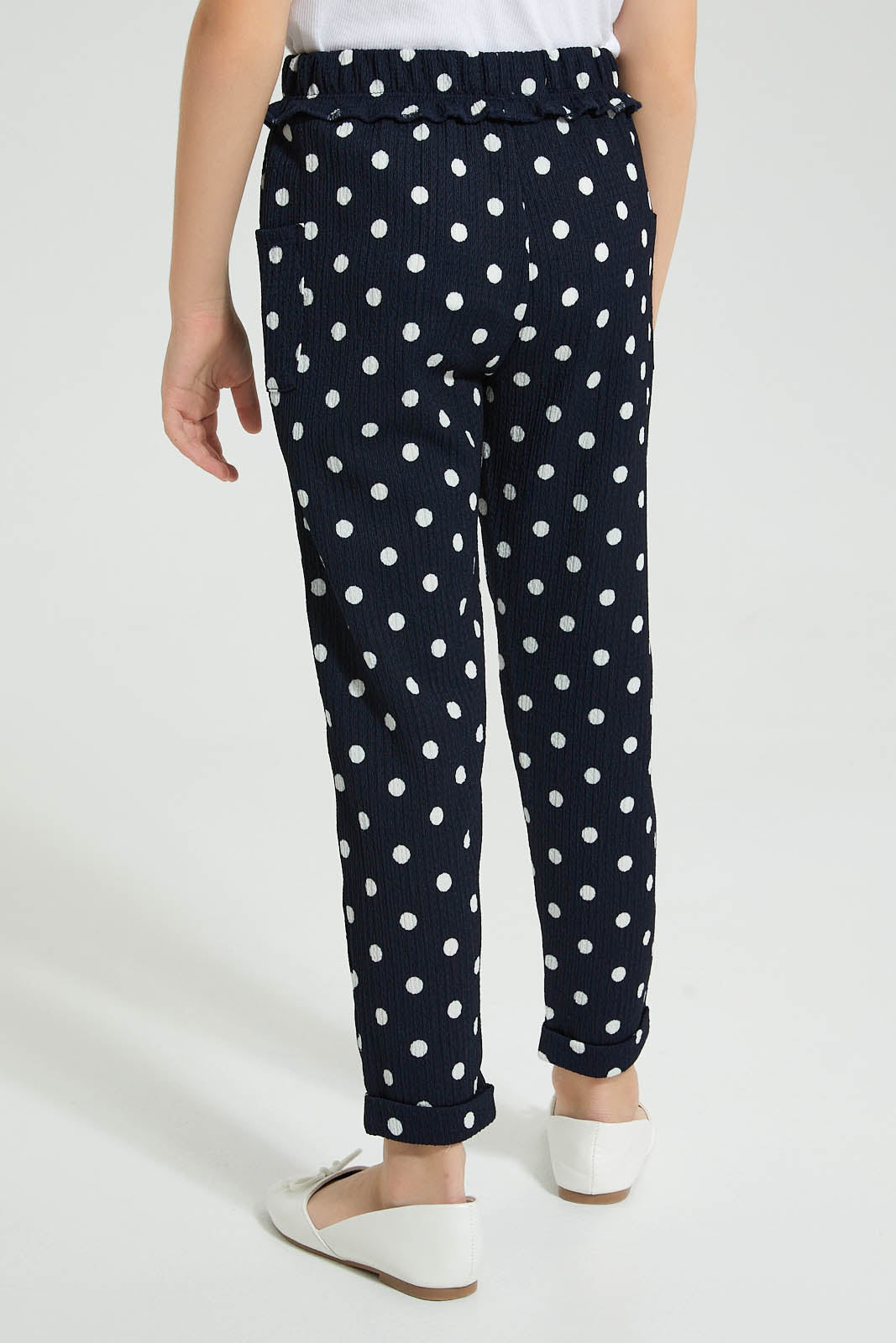 Redtag-Navy-Printed-Spots-Trouser-Colour:Navy,-Filter:Girls-(2-to-8-Yrs),-Girls-Trousers,-New-In,-New-In-GIR,-Non-Sale,-S22B,-Section:Kidswear,-TBL-Girls-2 to 8 Years