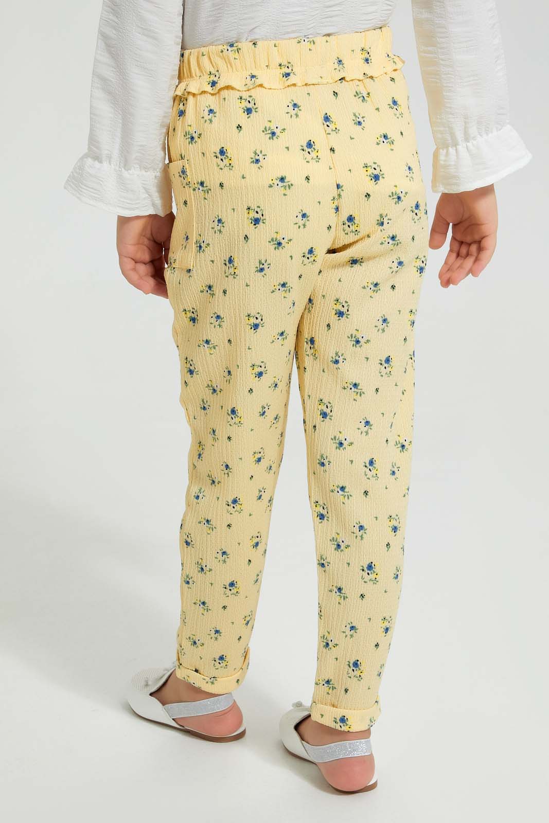 Redtag-Yellow-Floral-Printed-Trouser-Colour:Yellow,-Filter:Girls-(2-to-8-Yrs),-Girls-Trousers,-New-In,-New-In-GIR,-Non-Sale,-S22B,-Section:Kidswear,-TBL-Girls-2 to 8 Years