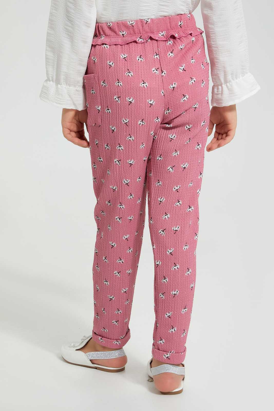 Redtag-Pink-Floral-Printed-Trouser-Colour:Pink,-Filter:Girls-(2-to-8-Yrs),-Girls-Trousers,-New-In,-New-In-GIR,-Non-Sale,-S22B,-Section:Kidswear,-TBL-Girls-2 to 8 Years