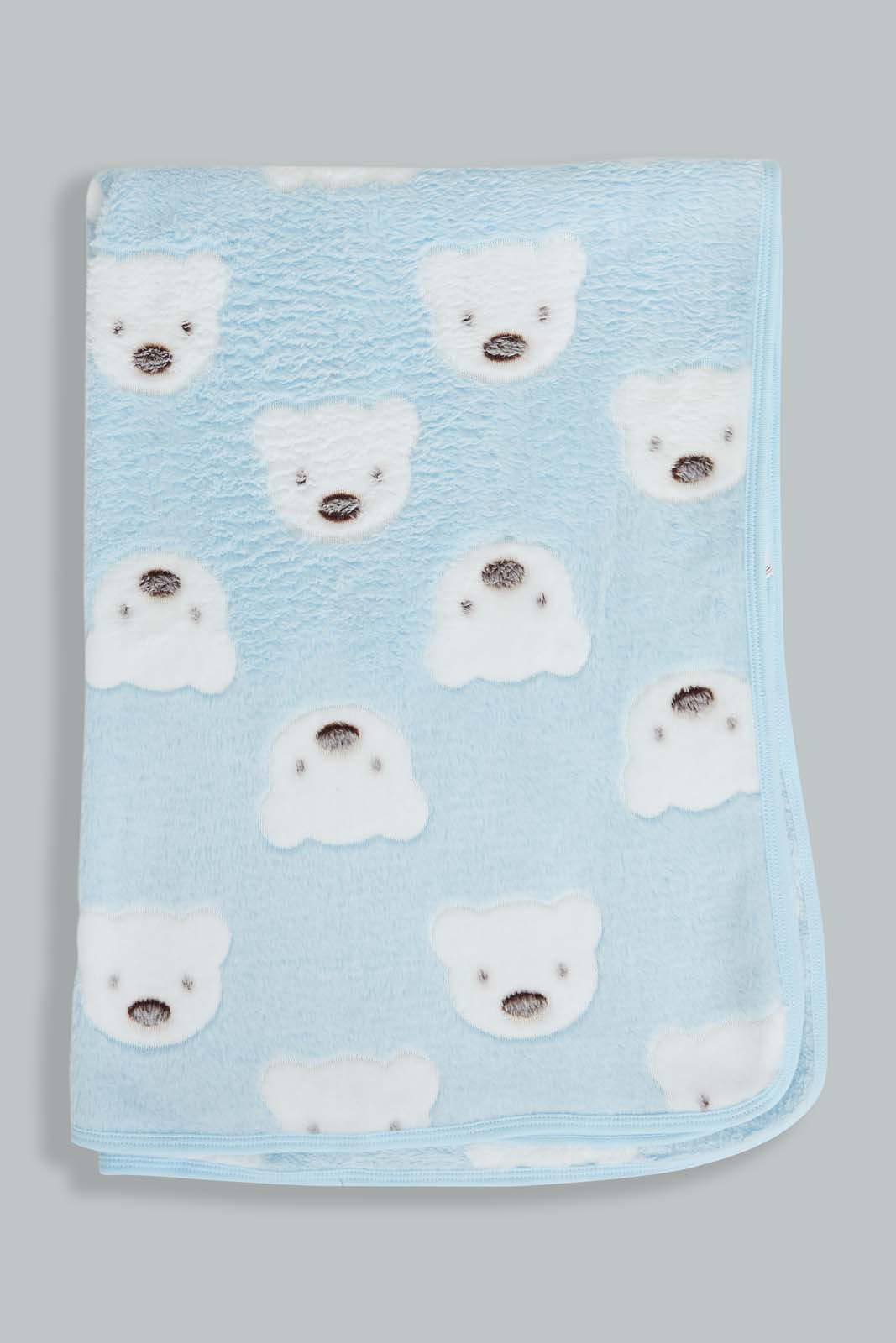 Redtag-Blue-Elephant-Jacquard-Blanket-Baby-Blankets-Baby-0 to 12 Months