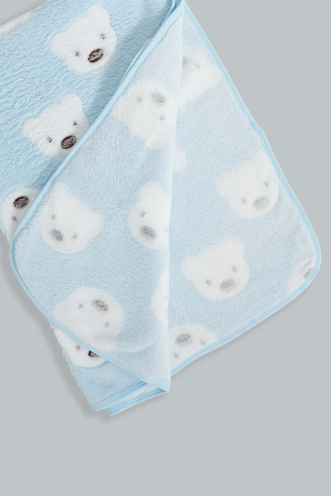 Redtag-Blue-Elephant-Jacquard-Blanket-Baby-Blankets-Baby-0 to 12 Months