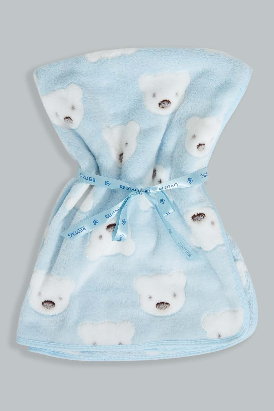 Redtag-Blue-Elephant-Jacquard-Blanket-Baby-Blankets-Baby-0 to 12 Months